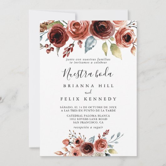 春エレガントフローラヌエストラボダ結婚ズ 招待状 (正面)