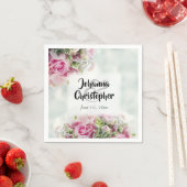 春エレガントフローラピンクローゼズ&ペオニー結婚ズ スタンダードカクテルナプキン (インサイチュ)