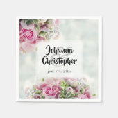 春エレガントフローラピンクローゼズ&ペオニー結婚ズ スタンダードカクテルナプキン (正面)