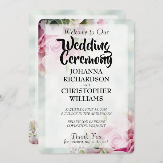 春エレガントフローラピンクローゼズ&ペオニー結婚ズ プログラム (正面/裏面)