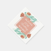 春エレガントブラウンチューリップ60誕生日 スタンダードカクテルナプキン (角)