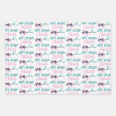 春エレガントブロッサムピンクフローラウォーターカラーアート ラッピングペーパーシート (正面3)