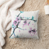 春エレガントブロッサムピンクフローラ水彩アート クッション (ブランケット)