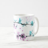 春エレガントブロッサムピンクフローラ水彩アート コーヒーマグカップ (正面右)