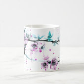 春エレガントブロッサムピンクフローラ水彩アート コーヒーマグカップ (中央)