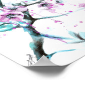 春エレガントブロッサムピンクフローラ水彩アート ポスター (角)