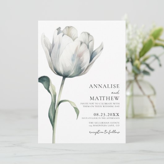 春エレガントホワモダンイトフローラ結婚ズ 招待状 (スタンド正面)