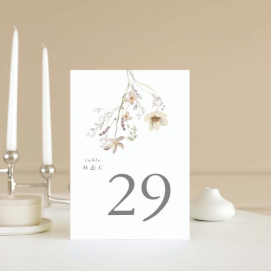 春エレガントボホワイルドフラワー結婚ズ テーブルナンバー