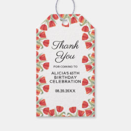 春エレガントレッドチューリップフラワー65誕生日 ギフトタグ