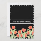 春エレガントレッドチューリップフローラブラック45th誕生日 招待状 (裏面)