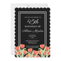 春エレガントレッドチューリップフローラブラック45th誕生日