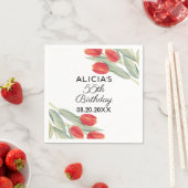 春エレガントレッドチューリップフローラ55th誕生日 スタンダードカクテルナプキン (インサイチュ)