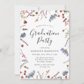 春エレガントワイルドフラワーフォト卒業パーティー 招待状 (正面)