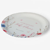 春エレガントワイルドフラワーベビーシャワーウェルカムサイン ペーパープレート (アングル)