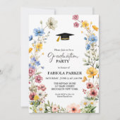 春エレガントワイルドフラワーメドーガーデン卒業 招待状 (正面)