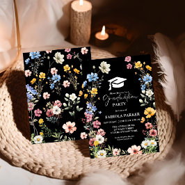 春エレガントワイルドフラワーメドーガーデン卒業 招待状