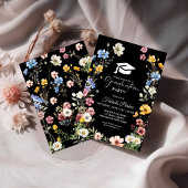 春エレガントワイルドフラワーメドーガーデン卒業 招待状