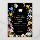 春エレガントワイルドフラワーメドーガーデン卒業 箔招待状 (正面)