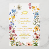 春エレガントワイルドフラワーメドーガーデン卒業 箔招待状 (正面)