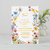 春エレガントワイルドフラワーメドーガーデン卒業 箔招待状 (立ち正面)