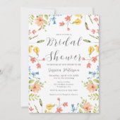 春エレガントワイルドフラワーモダンブライダルシャワー 招待状 (正面)