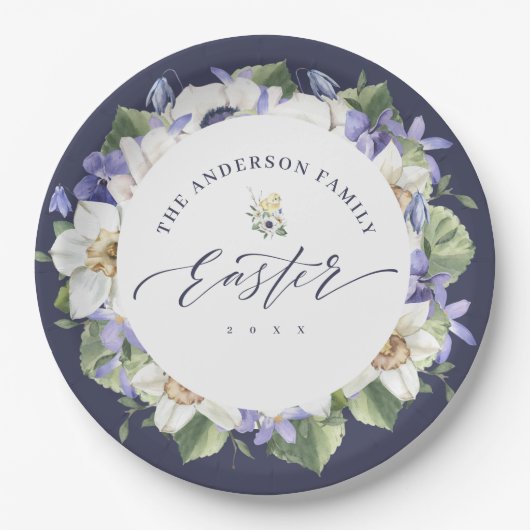 春エレガント水カラーフローライースター紙プラット ペーパープレート (正面)