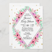 春エレガント水彩フローラベビーシャワー 招待状 (正面/裏面)