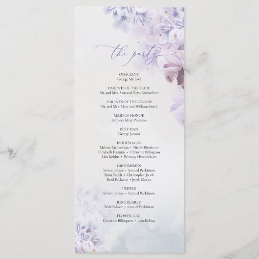 春エレガント紫ほこりっぽい青いメイブの花 プログラム (裏面)