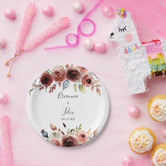 春エレガント結婚フローラケーキ ペーパープレート (パーティー)