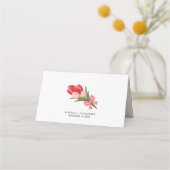 春エレガント花チューリップピンクと赤 プレイスカード (裏面)