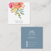 春エレガント開花牡丹ソーシャルメディアのアイコン スクエア名刺 (正面/裏面)