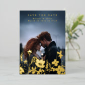 春エレガントWildflower Boho写真保存日時 箔招待状 (立ち正面)