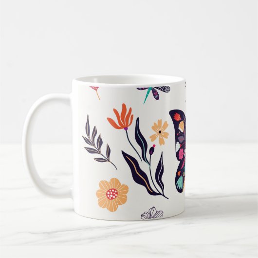 春エレメンツ蝶の鳥の花 コーヒーマグカップ (左)