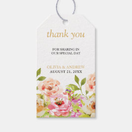 春オレンジピンクウォーター色フローラありがとう | ギフトタグ