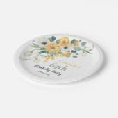 春オレンジ&ホワイトアネモネボタニカル誕生日 ペーパープレート (アングル)