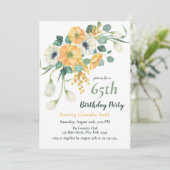 春オレンジ&ホワイトアネモネボタニカル誕生日 招待状 (スタンド正面)