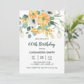 春オレンジ&ホワイトアネモンフローラ誕生日 招待状 (スタンド正面)