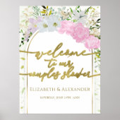 春カップルシャワー歓迎サインワイルドフラワー ポスター (正面)