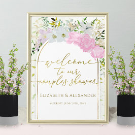 春カップルシャワー歓迎サインワイルドフラワー ポスター