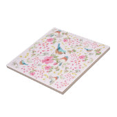 春カラフルの鳥と花    タイル (側面)