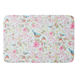 春カラフルの鳥と花         バスマット