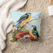 春カラフルの鳥 クッション (ブランケット)