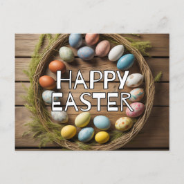 春カラフルイースターエッグコラージュ ポストカード