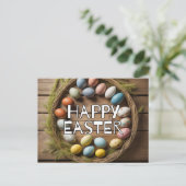 春カラフルイースターエッグコラージュ ポストカード (スタンド正面)