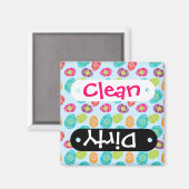 春カラフルイースターエッグパターンの赤ちゃん青 マグネット (正面/裏面)