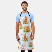 春カラフルイースターコンセのシームレスパターン エプロン (着用した状態)