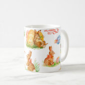 春カラフルイースターコンセのシームレスパターン コーヒーマグカップ (正面右)