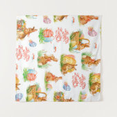 春カラフルイースターコンセのシームレスパターン タペストリー (正面(横))