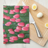 春カラフルチューリップガーデン キッチンタオル (四つ折り)