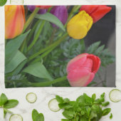 春カラフルチューリップ キッチンタオル (折り畳み)